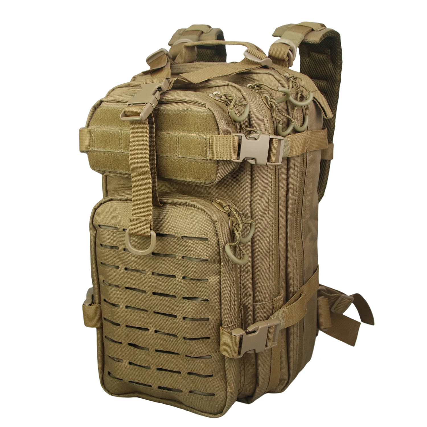 

Laser Cut Molle Backpack Large Assault Pack Army Backpack Rucksack for Outdoor Hiking Camping Hunting, Tan