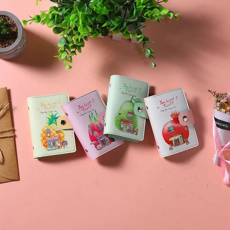 

Hot Selling Cute Printed Soft Cover Student Business Bank Multi-card Holder Leather Card Folder, Accept customized color