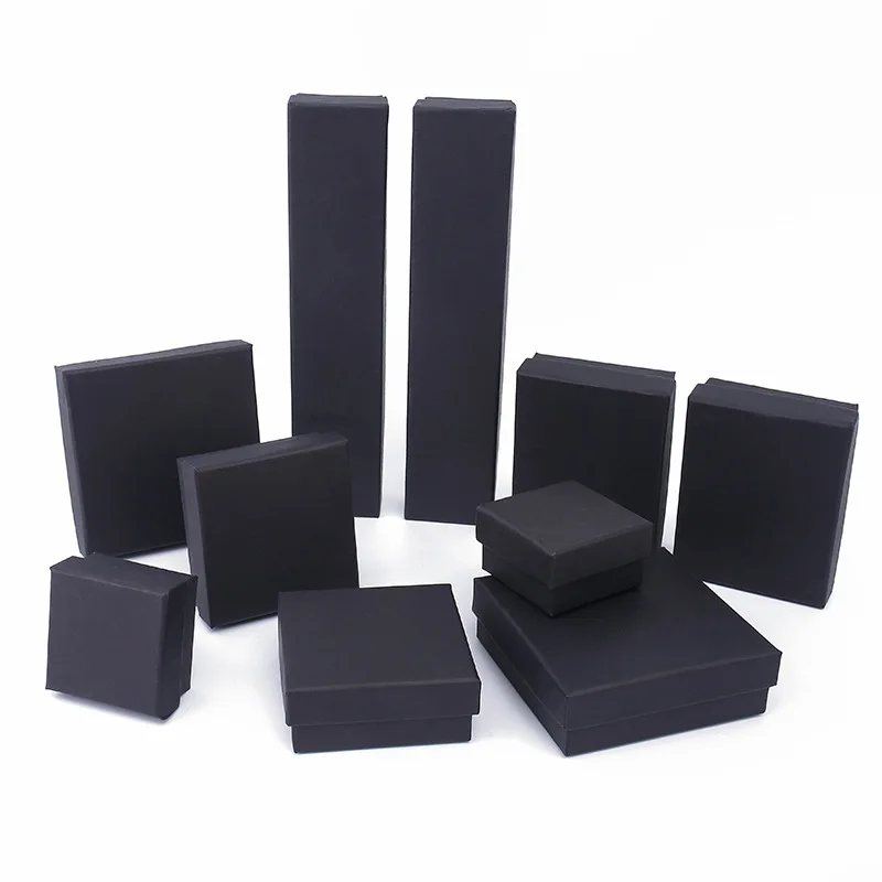 

wholesale ready to ship jewelry gift box good quality black kraft paper packaging box