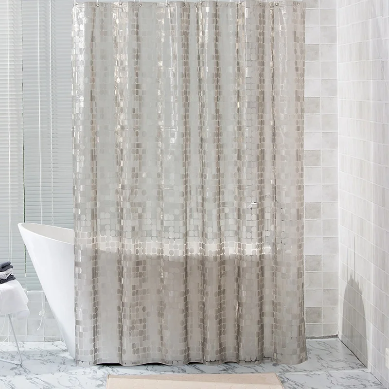 

i@home grey geometric pattern transparent peva shower curtain liner mildew resistant nordic, Picture