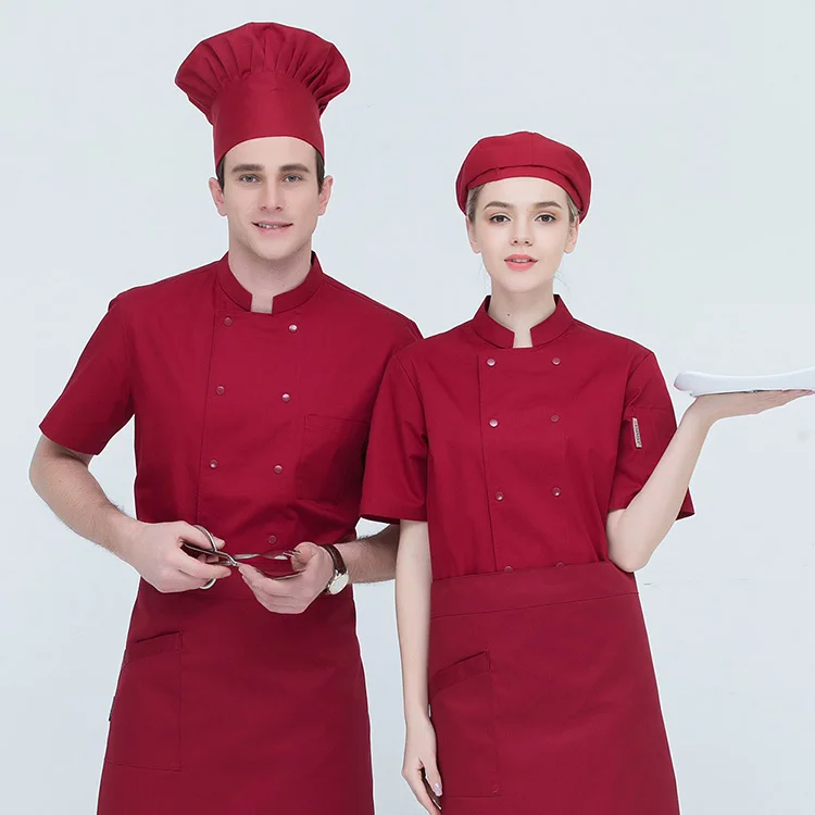 Chef Coat Workwear Restaurant Hotel Waiter Summer Jacket Tops Staff Work Clothes 