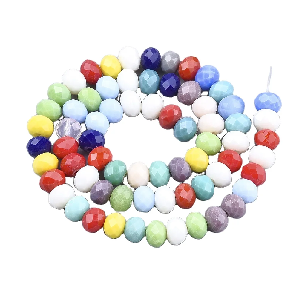 

Pandahall 8 mm Faceted Opaque Rondelle Mixed Color Glass Beads