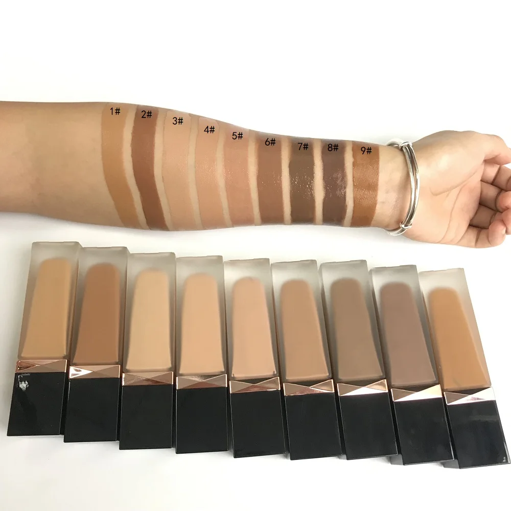 Natural Skin Liquid Full Coverage Waterproof Dark Foundation 9 Colors