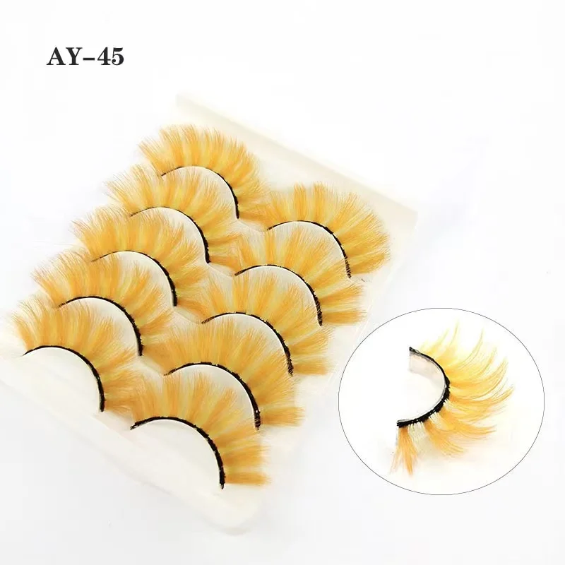 

high quality multi color fluffy tresluces lashes wholesale women 3d 20mm full strip false lashes, Colorful color