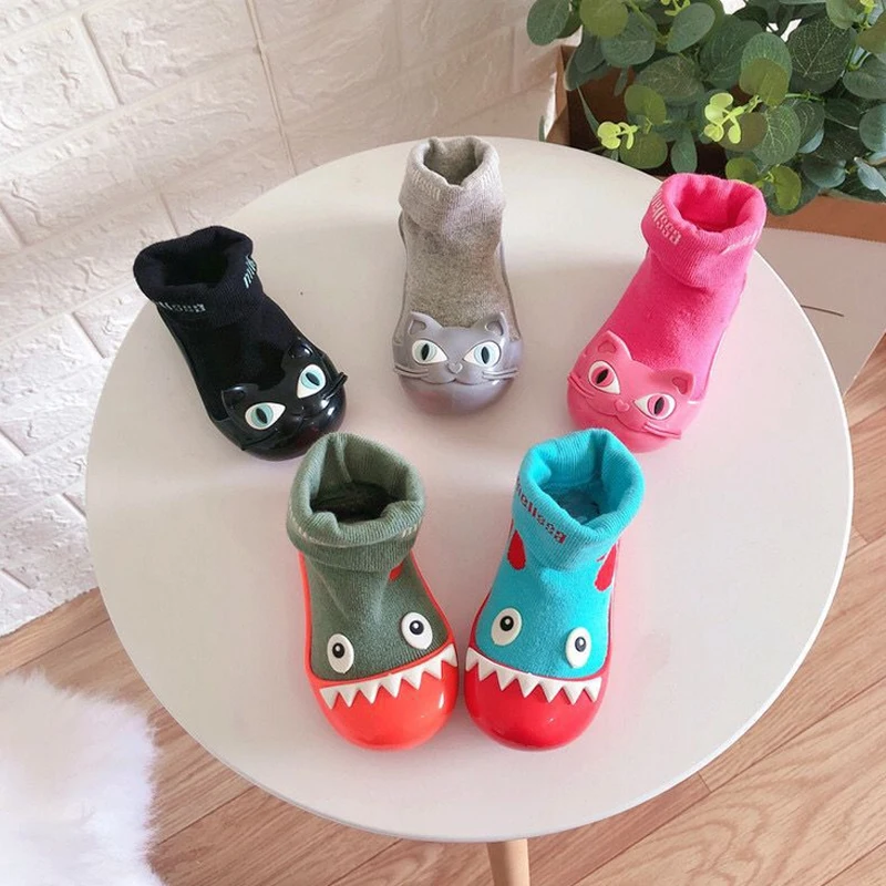 

2020 Children Prewalker Jelly Shoes Boys Girls Cute Indoor Mini Melissa Shoes Cat Baby Unisex Shoes Socks
