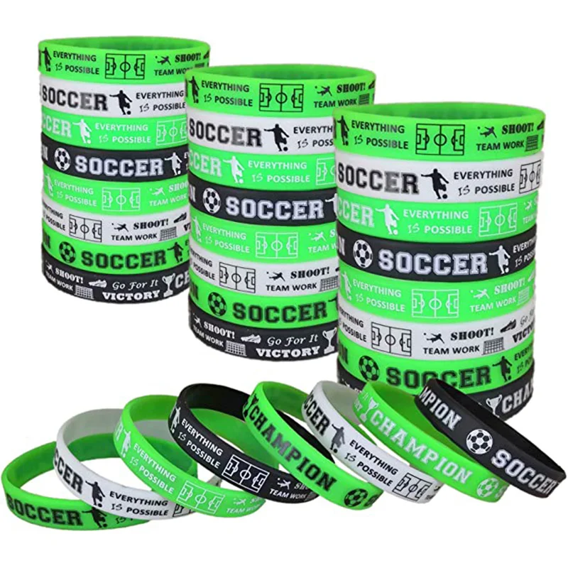 

Soccer Motivational Silicone Wristband Bracelet Soccer Party Favors and Supplies, Any color