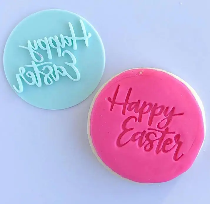 

60mm happy easter cake tool plastic mold cookie cutter embosser plastic stamp cake mold tools fondant mold