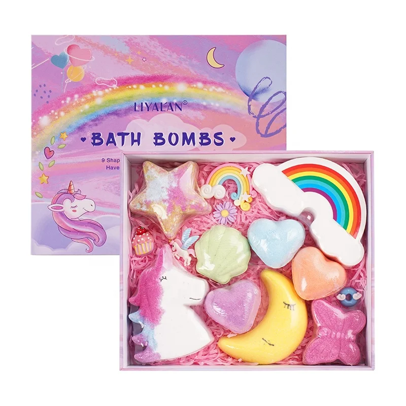 

New Product Ideas 2021 Wholesale Essential Oil Fizzy Bathbomb Bubble Rainbow Cloud Bath Bombs Gift Set With Toys, Customized color
