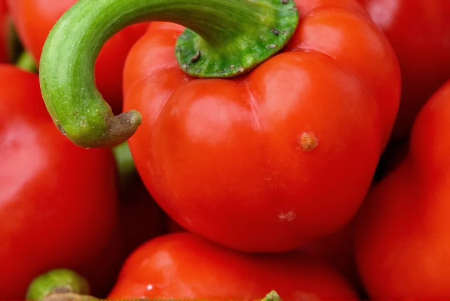 Close-up of Carolina Reaper pepper showing its distinctive stinger tail and bumpy texture