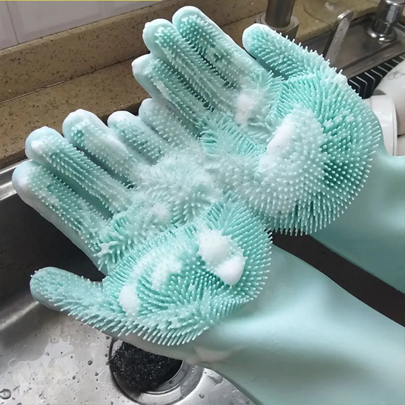

heat resistant magic cleaning gloves Kitchen silicone gloves for washing dishes, Blue,green,purple,pink, gray,rose pink