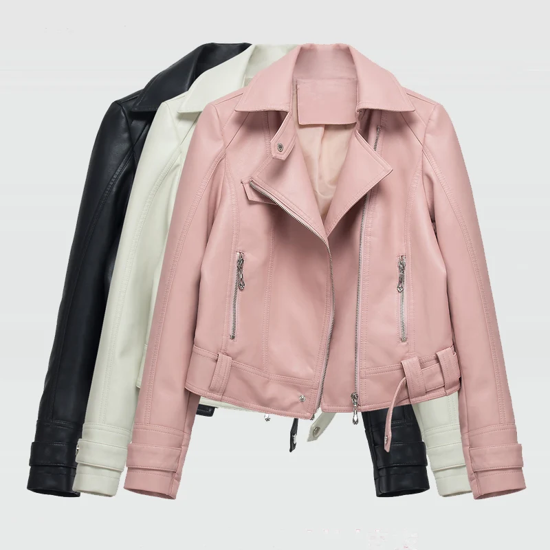 

JANVENY 2021 New Spring Autumn Women Punk Style Motorcycle Short Faux Leather Biker Casual Jacket Basic Outwear