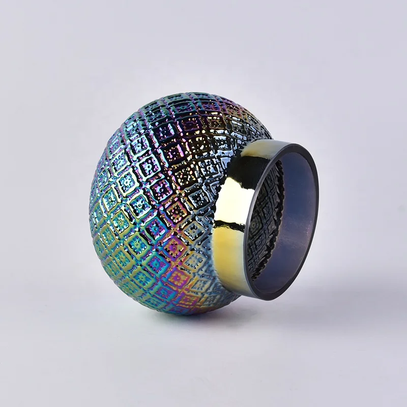 Luxury electroplating bowl candle container votive glass lid candle holder home decor factory