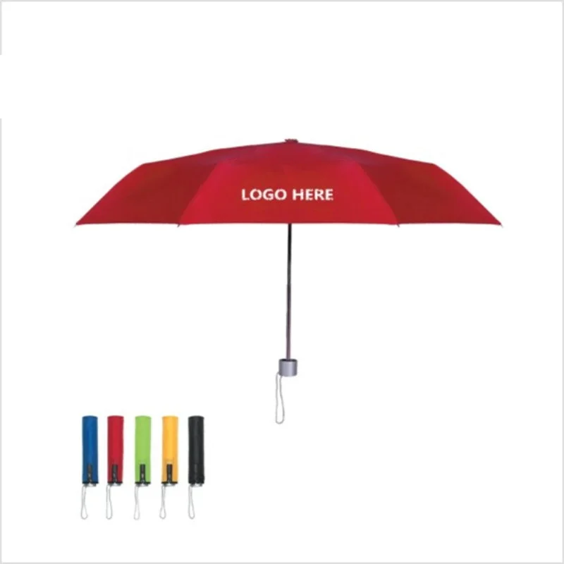 

Custom Promotional Cheap 3 fold Travel Folding Umbrellas With Logo Prints