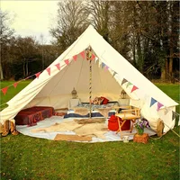 

Four Season Cotton Canvas Teepee Modern Pagoda Luxury Yurt Bell Tent For Family Camping