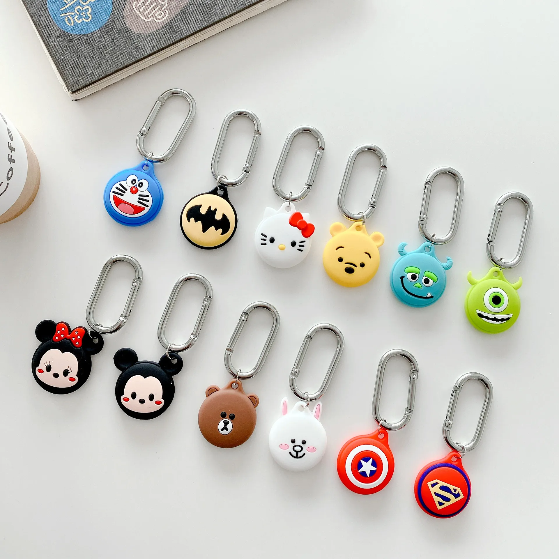 

custom cartoon silicon cute Mickey Poke mon keychain wallet protection film case cover for pu airtag protective case cover, Multi colors
