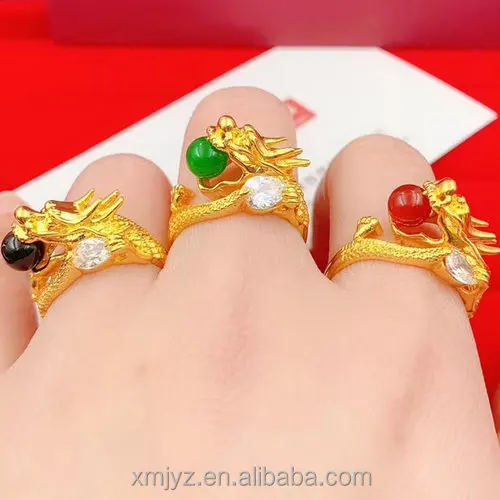 

Alluvial Gold Jewelry Agate Couple Ring Brass Gold-Plated Jewelry Internet Celebrity Live Broadcast Simple Hand Jewelry