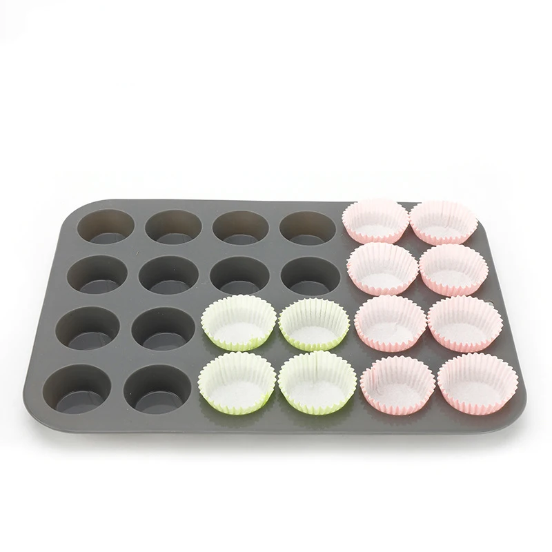 

Custom 24 holes Homemade DIY Reusable non-stick Muffin baking Pan Silicone Cupcake Mold, Customized color
