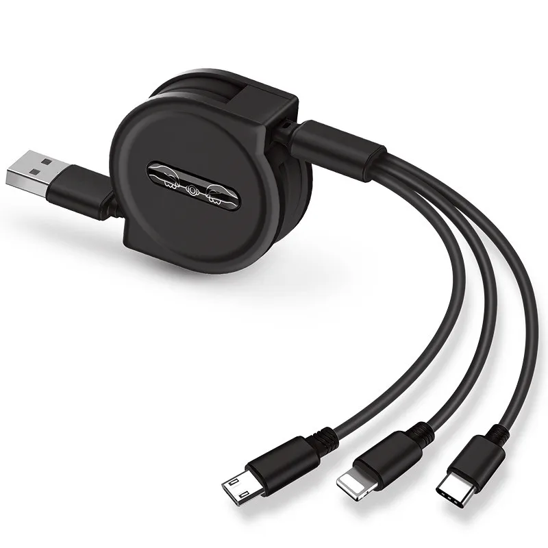 

3 In 1 Usb Charge Cable for Iphone X 8 S9 12 Micro Type C Retractable Charging B Connector Magnetic Portable Charger For Samsung, Blue red black white