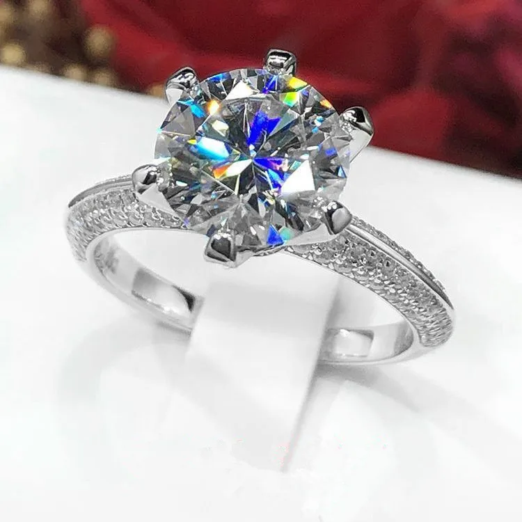 

Wollet Adjustable 1ct Colored Solitaire 925 sterling silver Eternity Engagement Moissanite Ring