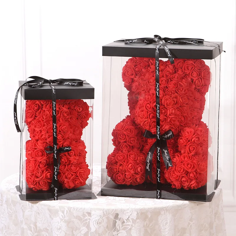 Hot Sell Hand Made Rose Teddy Bear Anniversaries Best Gift Artificial Flower Teddy Bear of Roses Best Valentines Day Gift