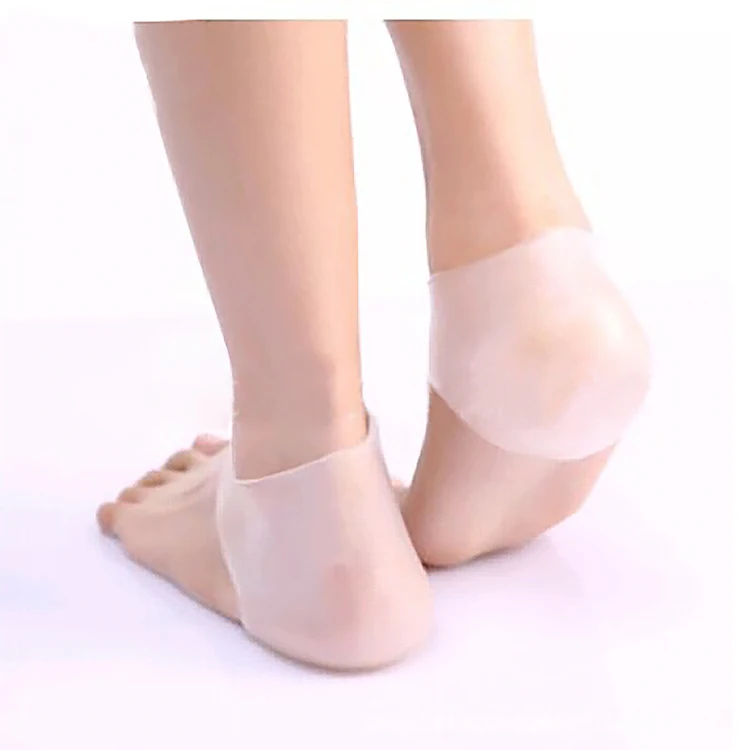 

Silicone Gel Set Heel Feet Protectors Plantar Pain Relieve Sleeve Tool Rubber Heel Cup & Pads Comfortable Insoles, White and beige