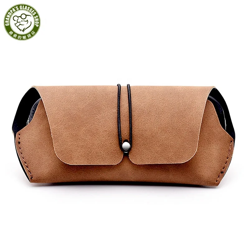 

Factory Wholesale High Quality Handmade Elastic fashion Rubber Band PU eyeglasses case Portable soft leather sunglasses cases