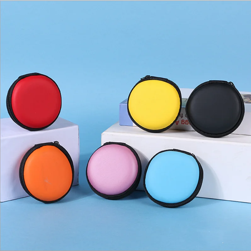 

Mini Round Earbud Storage Bag Portable Earphone Carrying Case, Yellow, red, blue, black, orange, pink