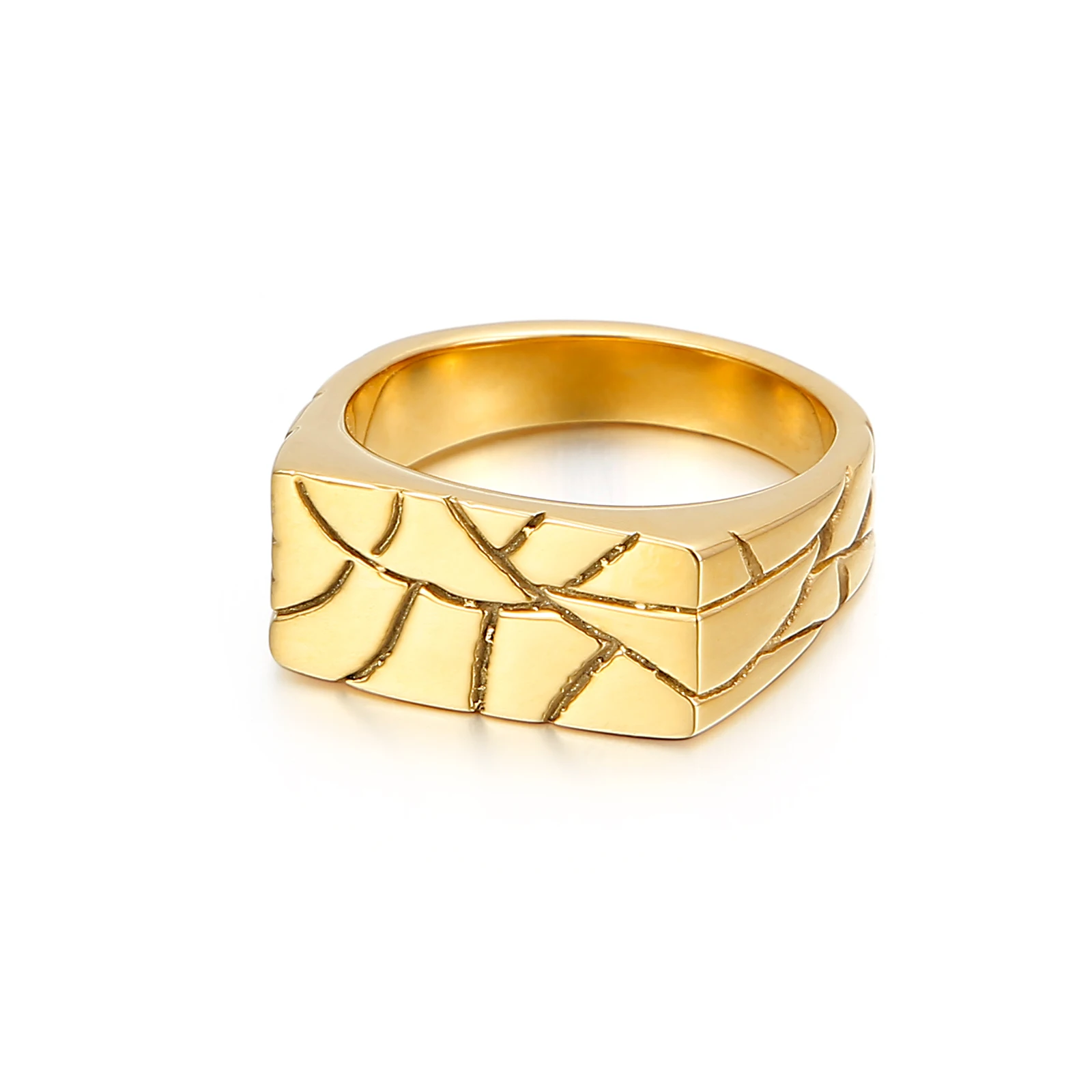 

KALEN Retro crack fashion stainless steel special square flat men's ring
