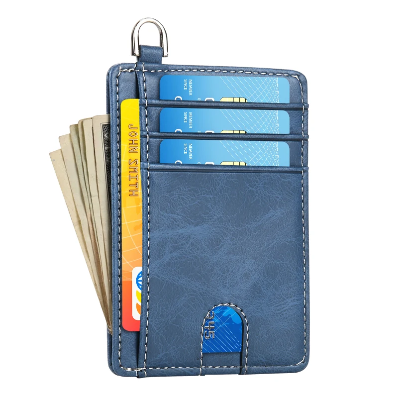 

Pu leather zipper wallet card holder for women man, Black or custom