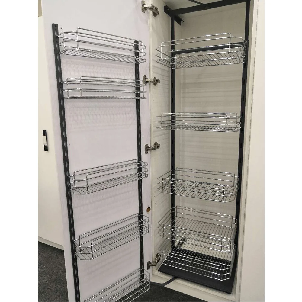 
In kitchen cabinet storage drawer pull out pullout metal pantry cupboard tall larder tandem unit wire basket shelf organizer 