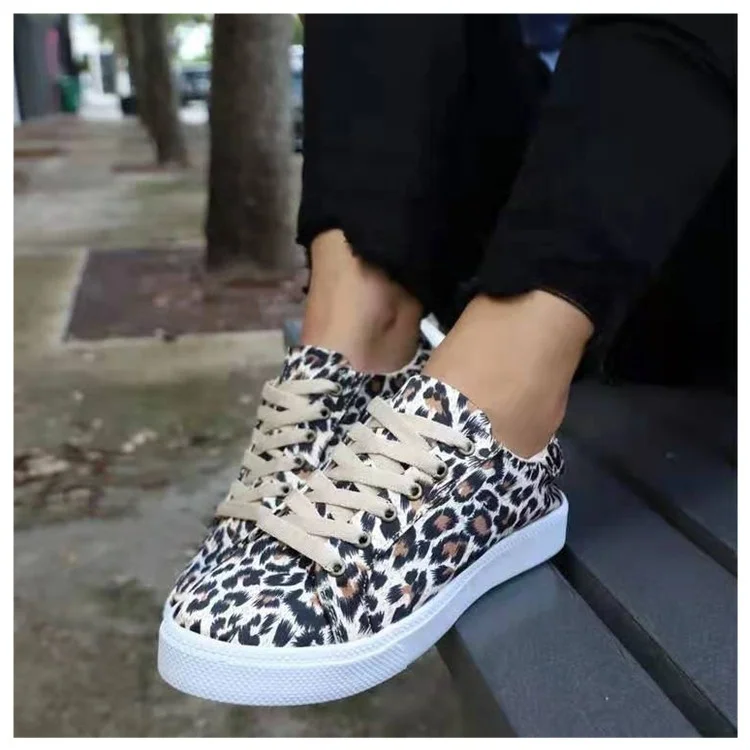 

Good Quality Wholesale Lightweight Sneakers Canvas Student Fashion Leopard Shoes Daily Wear Walking Comfortable Platform Shoes, White leopard yellow leopard blue black red