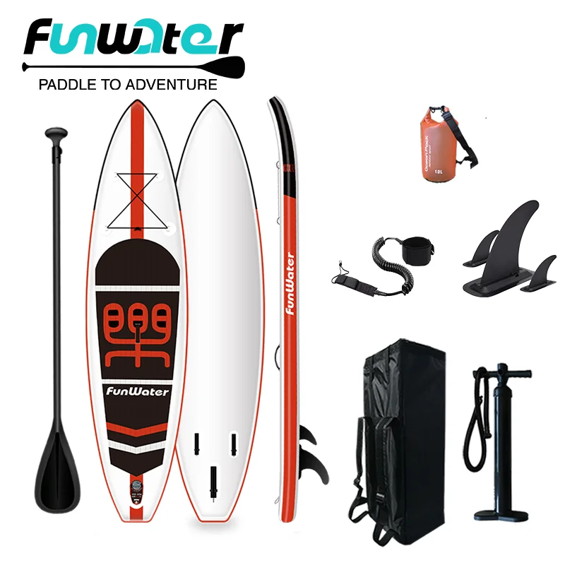 

FUNWATER drop shipping sup paddle board inflatable surf racing sup paddle board sup board wholesale, Orange