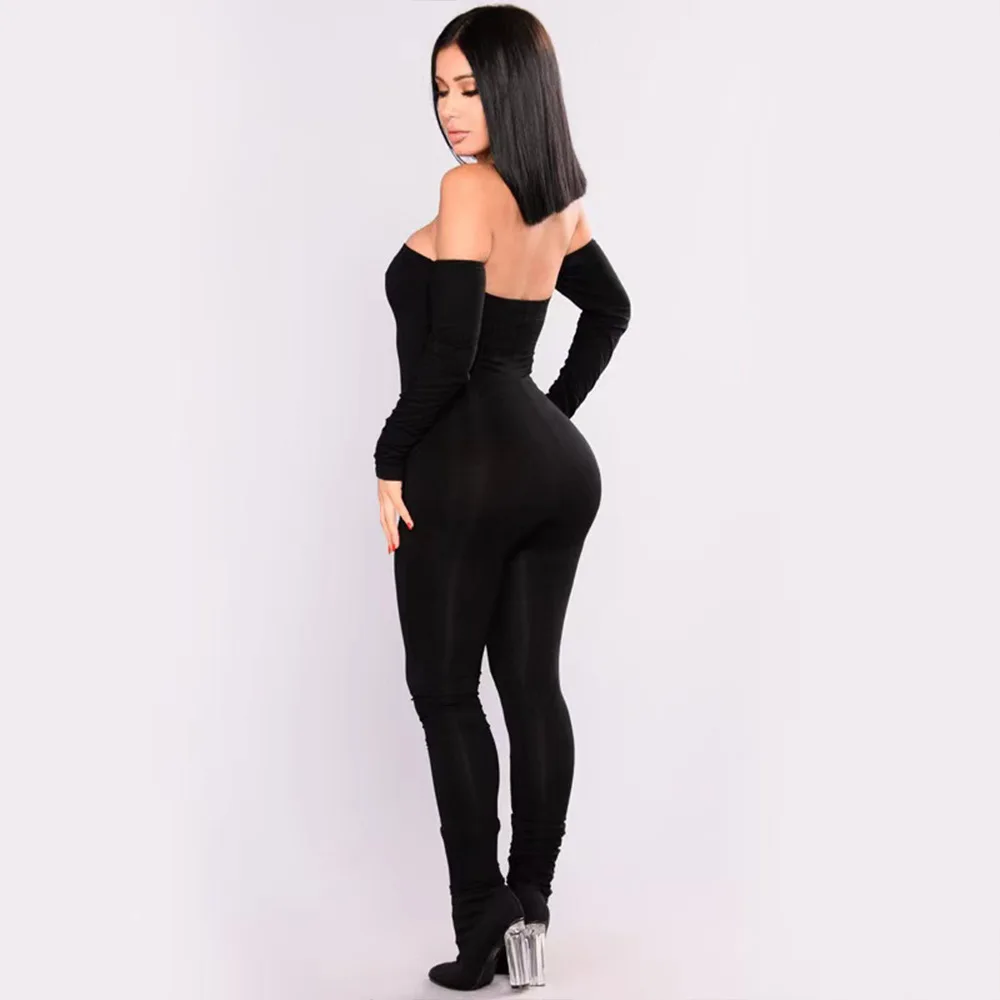 

New arrivals 2021 Autumn Sexy Bodysuit Bodycon Rompers One Piece women Jumpsuits outfits High elastic fabrics, Picture shows