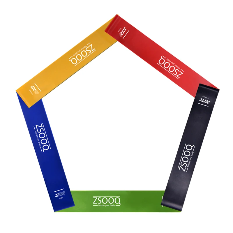

High Quality Gym Personalized Fitness Stretch Band, Black + red + yellow + blue + green