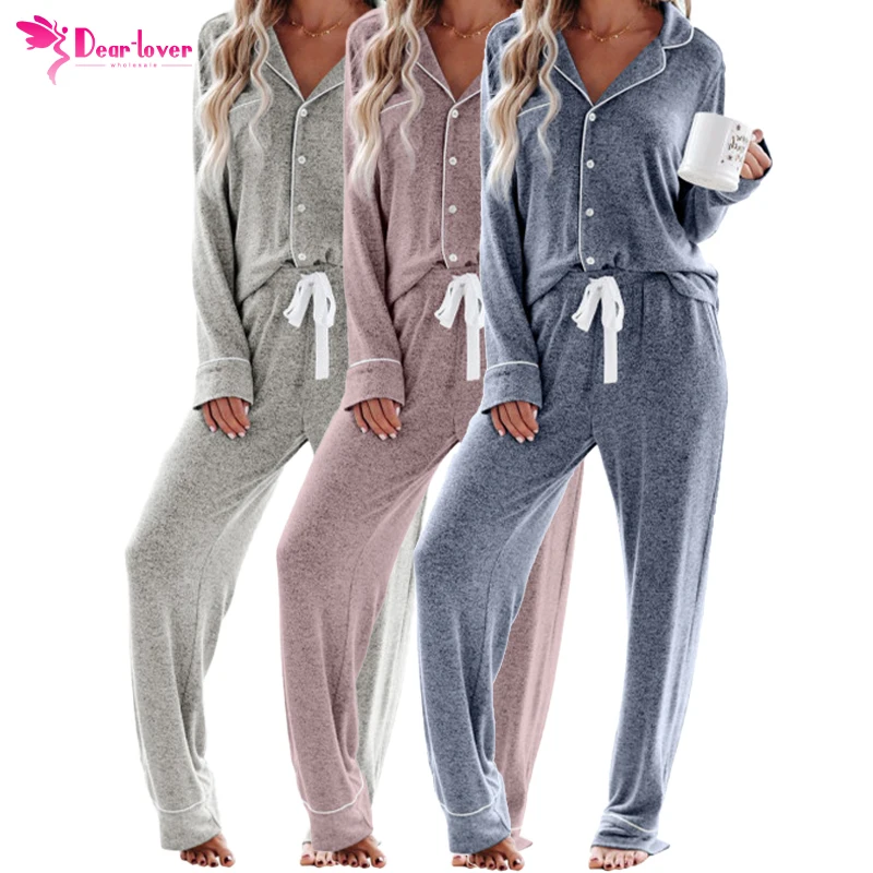 

Cheap Polyester Nightwear Ladies Korean Women Long Sleeve Pyjamas Set Women's Sleepwear