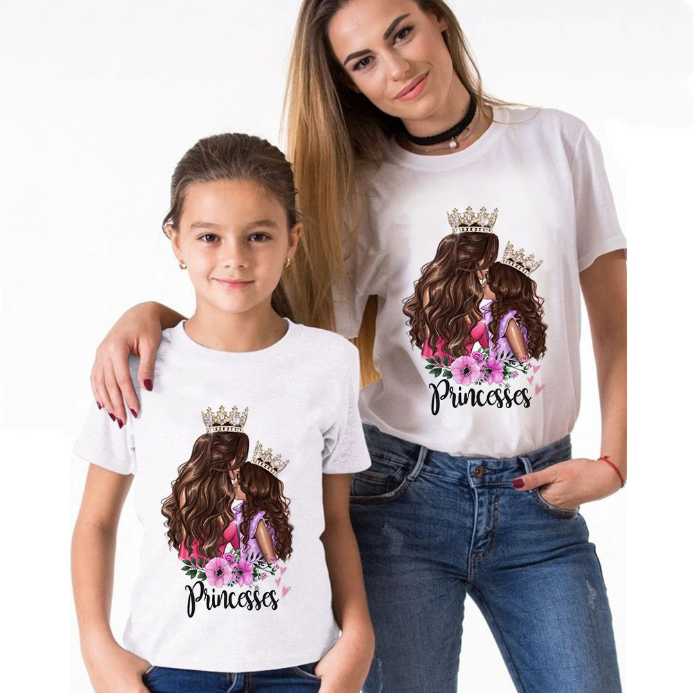 

Mother Daughter Family Look Mom's Tee Super Mama Son T shirt 2020 Mother's Day Fashion Harajuku Print Streetwear, White