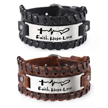 stainless engraved letter different custom type steel larger bracelet leather