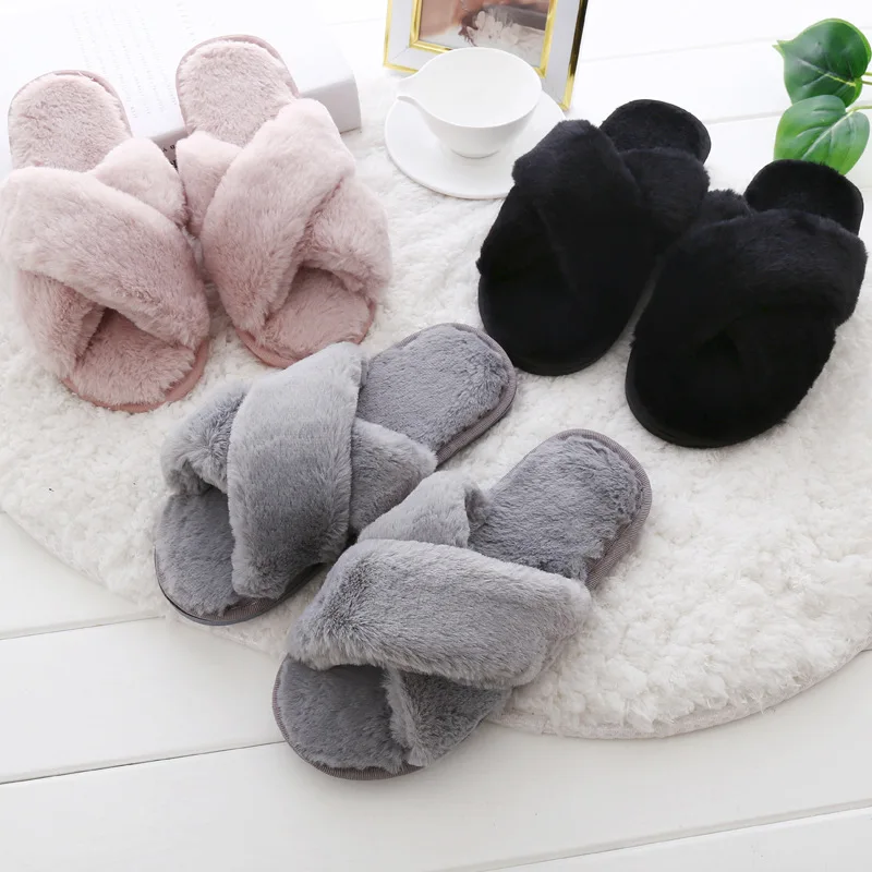 

Free Shipping 2021 New Arrivals Pink Flat China Wholesale House Fluffy Slippers