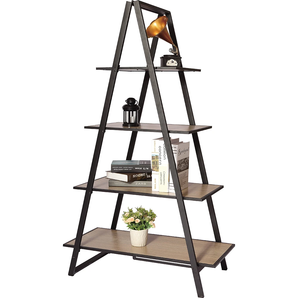 Metal And Wood Living Room Foldable Ashape Decorative Rack With No