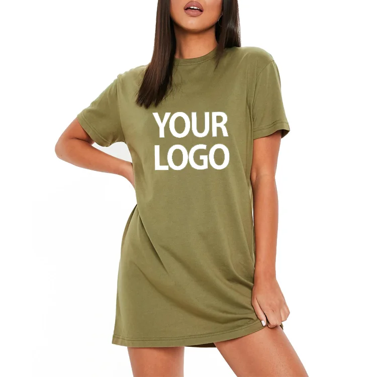 

2020 casual dress custom logo ladies Korean short sleeve mini oversized ladies t-shirt dress