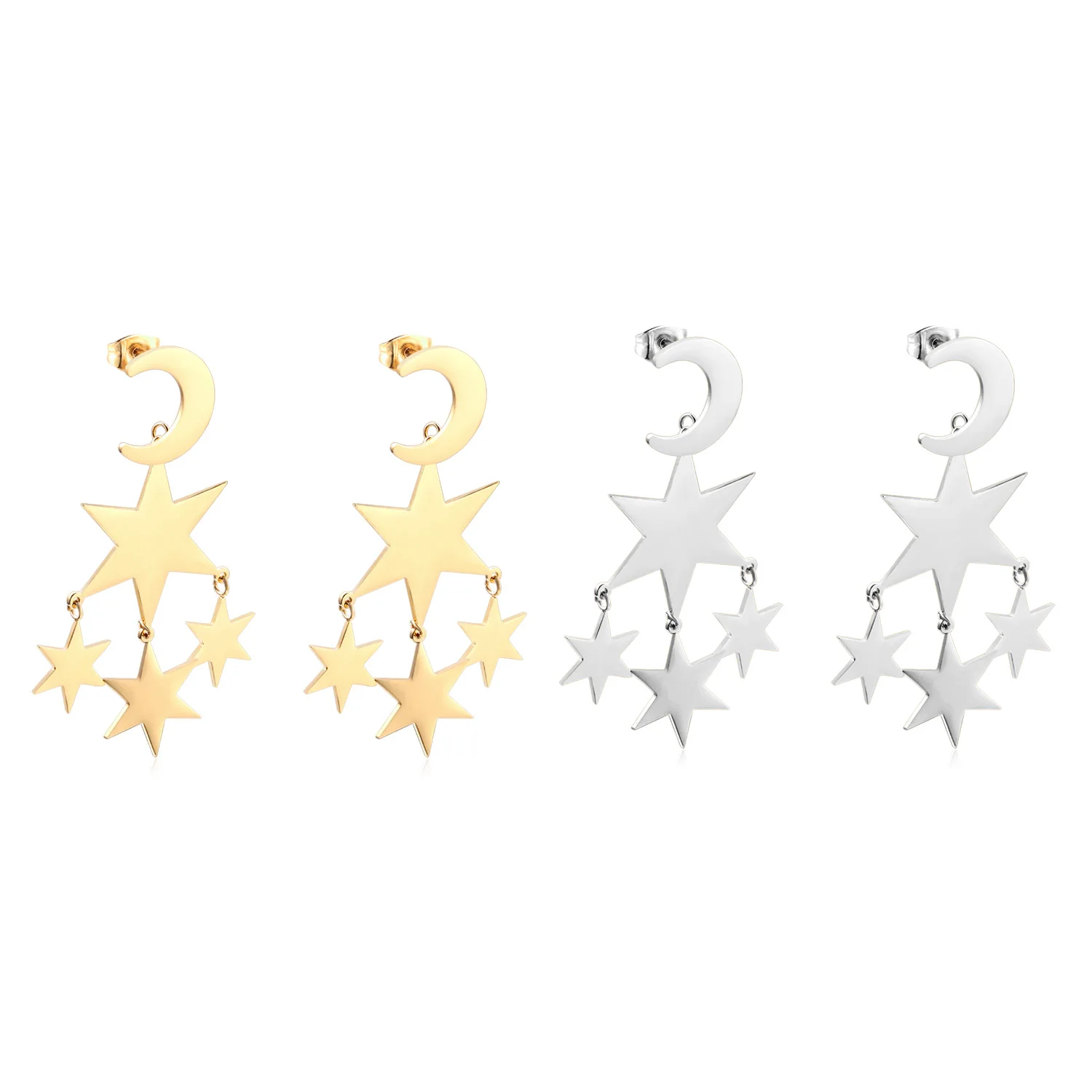 

ASON Hypoallergenic Stainless Steel 18k Gold Plated Custom Stars Drop Earring Women Jewelry Earring, Gold/silver/rose/black available