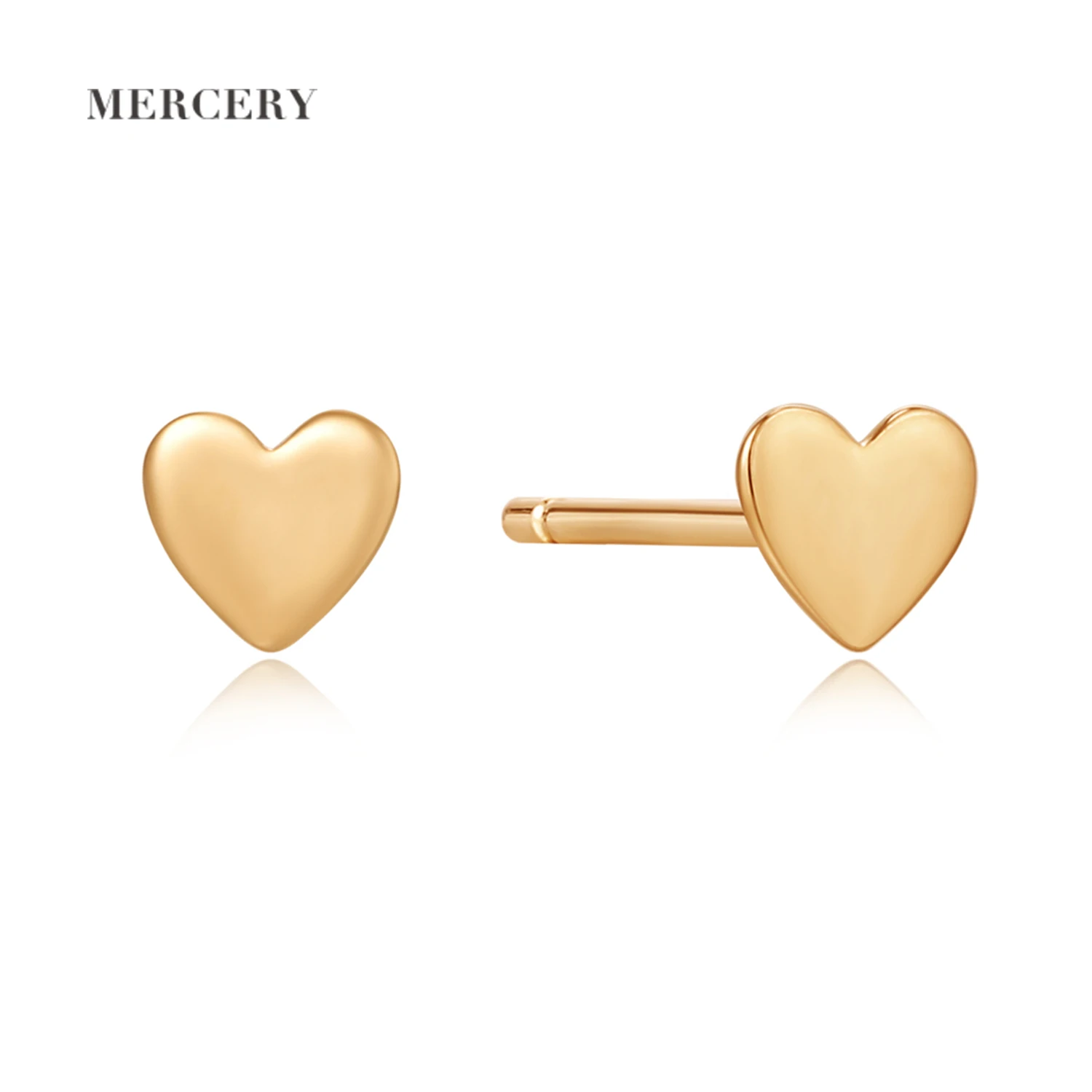 

Mercery Fashion Jewelry Earstuds Romantic Heart Earings Pairs Polished Chunky 14K Solid Gold Stud Earrings Golden Love Earrings