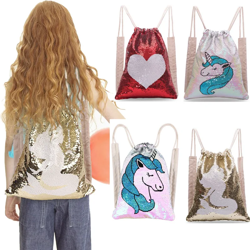 

Fashion Sequins Drawstring Backpack Foldable Light Shoulders Bag, Multi color