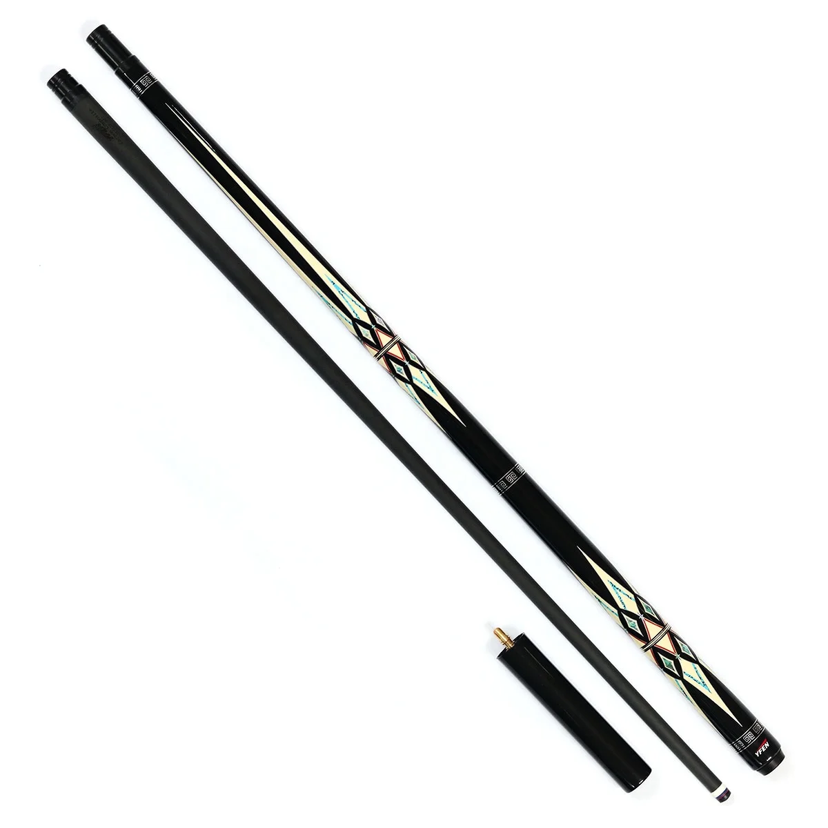 Billiard YFEN  Cue  1/2 Carbon Shaft Maple Wood Butt Pool Cue 58" Length With Extension Cue Joint Protector