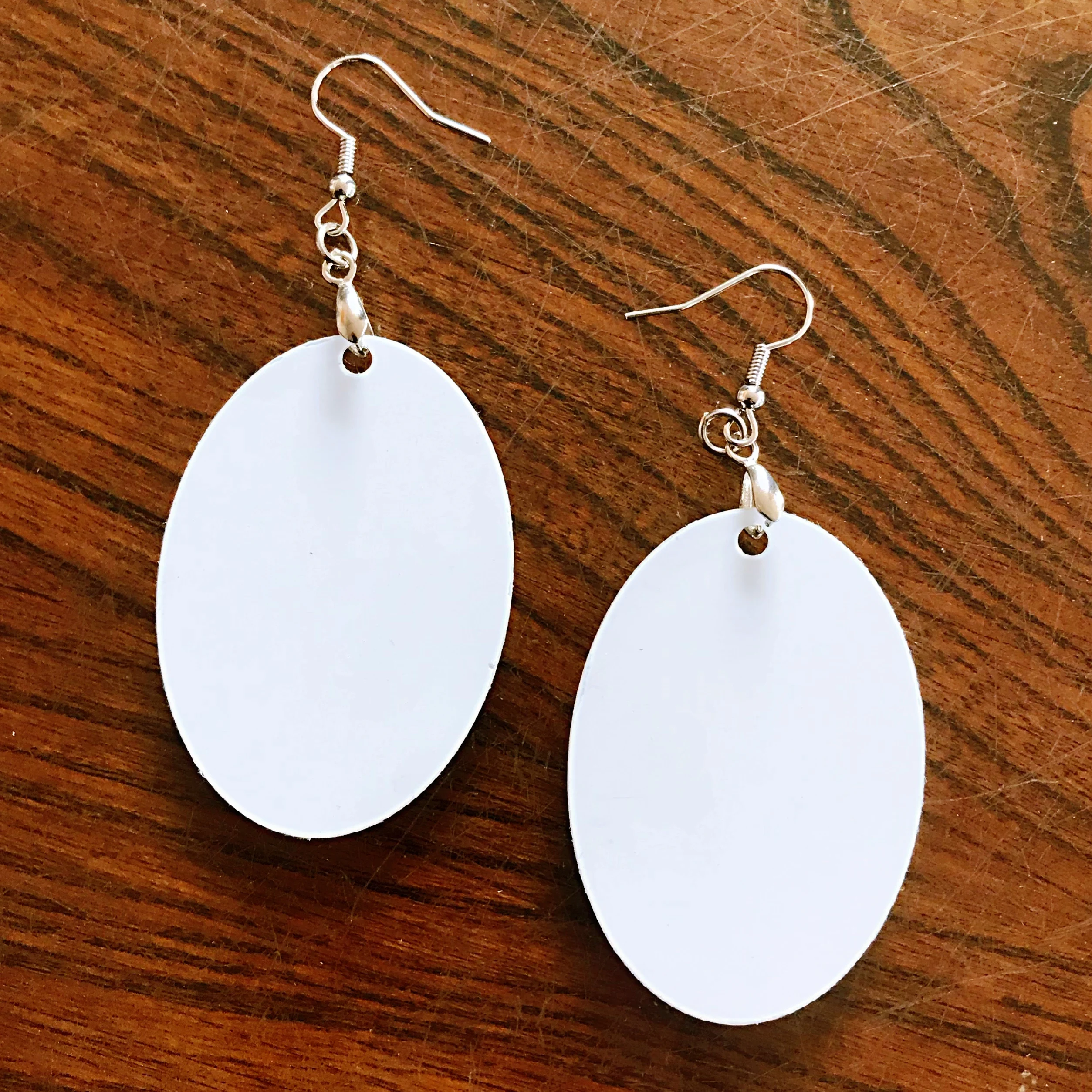 

DIY Popular Selling Blank Round Earrings Aluminium Metal Discs 2" with Earring Hooks Gloss White Double Side