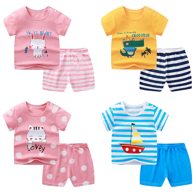 

Wholesale Children Summer Clothes T-shirt Short Pant Set Clothes Kids Clothing In Baby Cloths Sets