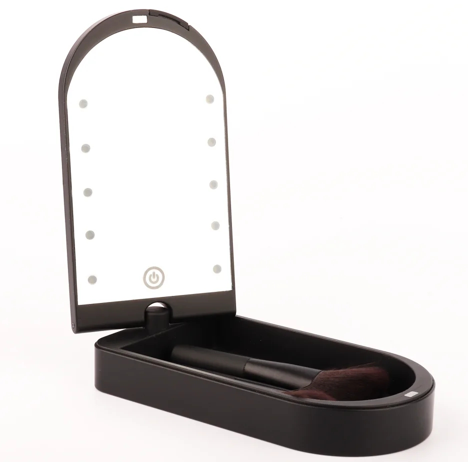 

360 degree rotating makeup mirror mini makeup set brush home travel beauty set, Black
