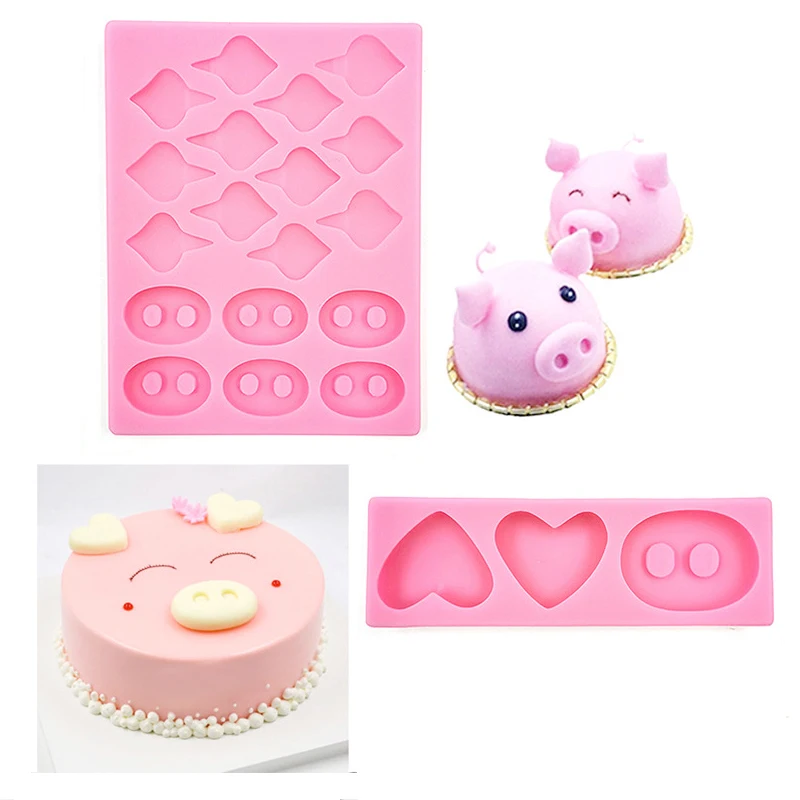 

Pig shape silicone chocolate mold heart cake silicon moulds cake decorating fondant molds cake baking tools