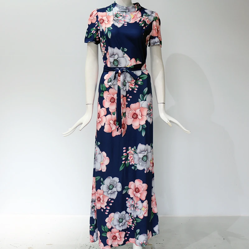 

Drop shipping Good Quality Spring Summer For Women Maxi Dresses Long Women Floral Dress, Picture color