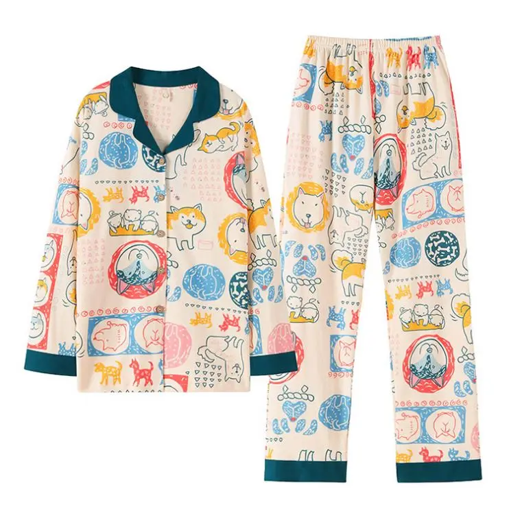 

New Arrival 2021 Cartoon printing Woman Night Sexy Sleepwear Ladies Sleepwear Set Pajamas For Women Set, As pictures or custom your own